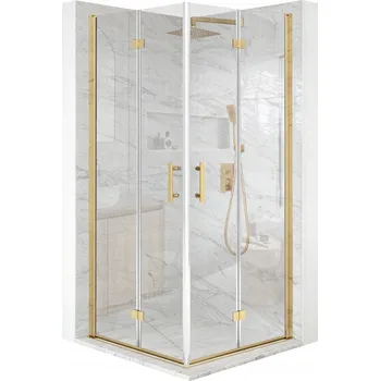 Sprchový kout 70x70 cm, výklopné dveře, zlaté sklo ESG 6 mm + povrchová úprava