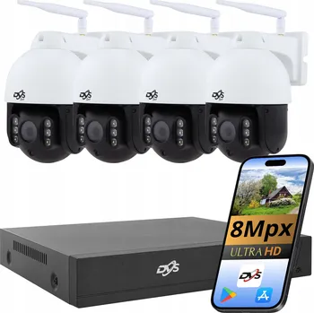 Bezpečnostní kamera Sada WiFi kamer, 4 otočné kamery 4K bezdrátový monitoring 8 Mpx DVS