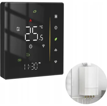 Termostat WIFI Termostat Tuya Programovatelný pro vytápění kotle LCD DOTYKOVÝ ČERNÝ