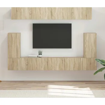 Obývací stěna vidaXL Sestava TV skříněk Nástěnný 5 pcs Sonoma dub kompozitní dřevo [3409089]
