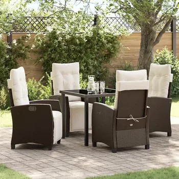 VidaXL 5dílná jídelní souprava na zahradu, hnědý polyratan