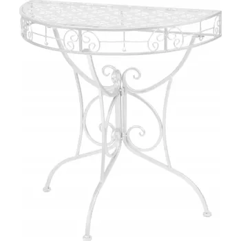 Konferenční stolek Půlkulatý Odkládací Stolek Vintage, Kovový, Stříbrný, 72x36x74 cm