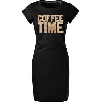 Dámské šaty Bavlněné letní šaty Coffee time Velikost: 2XL, Barva: Černá
