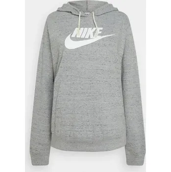 Dámská mikina MIKINA šedá s kapucí NIKE W NSW GYM VNTG GFX EASY PO HD DM6388-063 vel. S