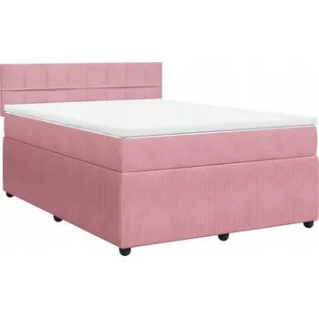Postel Kontinentální postel 200x144x100,5 cm růžová s matrací 140x200x20 cm a topperem