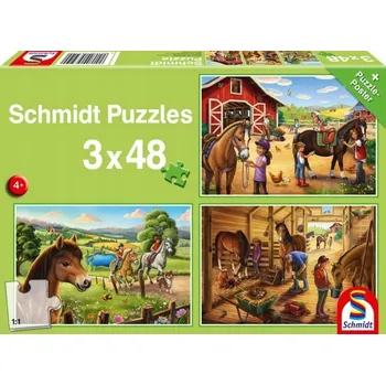 Puzzle Puzzle Schmidt Spiele 3 x 48 dílů Koně