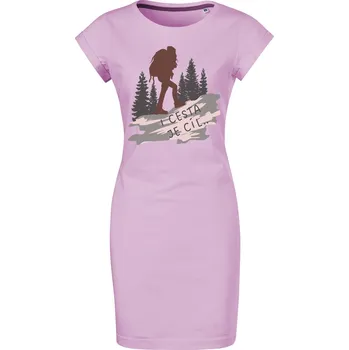 Dámské šaty Bavlněné letní šaty I cesta je cíl Velikost: L, Barva: Orchid