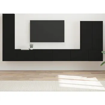 Obývací pokoj vidaXL Nástěnný 6 pcs Černá [3408953]
