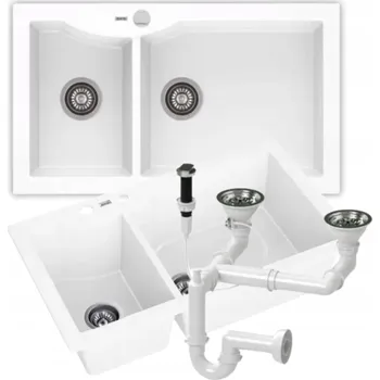 Granitový dřez Granitový dřez dvoudílný ZEUS, bílý