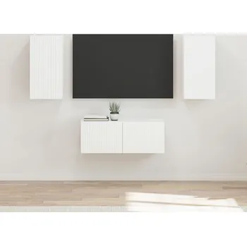 Obývací stěna vidaXL Sestava TV skříněk Nástěnný 6 pcs Bílá kompozitní dřevo [3409060]