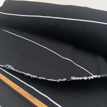 Černý bavlněný mikinový náplet/žebro