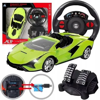 RC model auta Velké auto na dálkové ovládání 1:16 s volantem a pedály plynu, světla