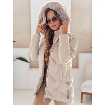 Dámská zimní bunda s kapucí DStreet krémová 3424740