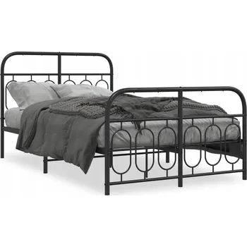 Postel Černý kovový rám postele 196 x 125 x 100 cm s čelem