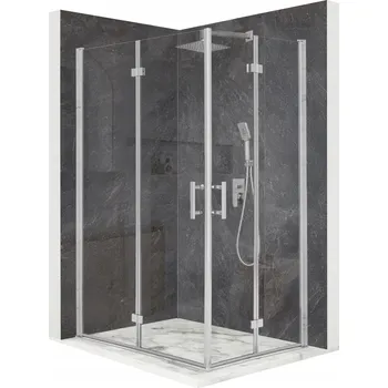 Sprchový kout obdélníkový stříbrný 100x90 cm s otevíracími dveřmi, sklo 6 mm + povrchová úprava