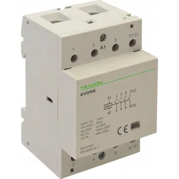 Stykač TRACON Instalační stykač 230V, 3 moduly, 4×NO, AC1/AC7a, 40A, EVOHK4-40
