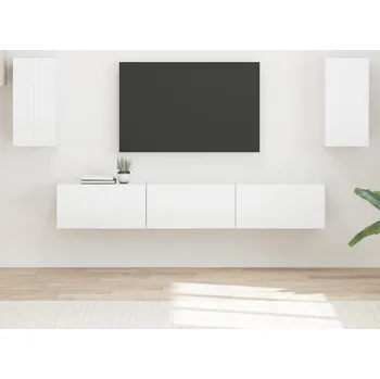 Obývací stěna vidaXL Sestava TV skříněk 5 pcs Vysoce lesklá bílá kompozitní dřevo [3409073]