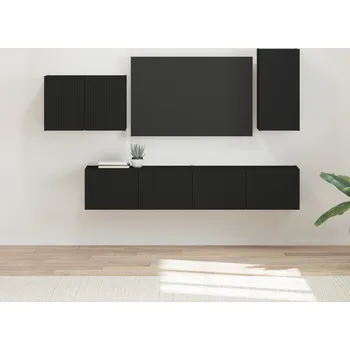 Obývací stěna vidaXL Sada televizního nástěnného kabinetu Nástěnný 4 pcs Černá [3408935]