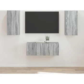 Obývací stěna vidaXL Sestava TV skříněk Nástěnný 2 pcs Šedá Sonoma kompozitní dřevo [3408967]