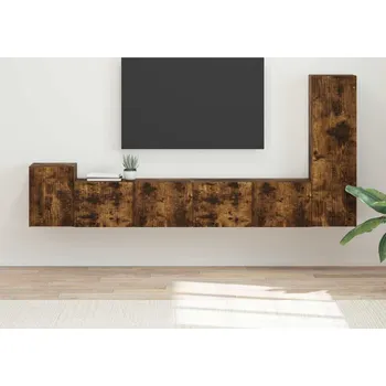 Obývací stěna vidaXL Sestava TV skříněk Nástěnný 3 pcs Kouřový dub kompozitní dřevo [3409020]