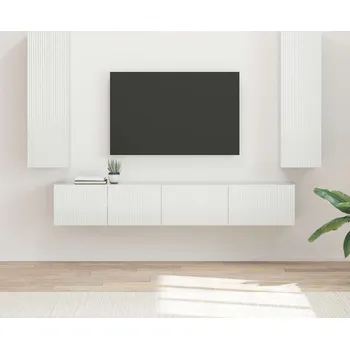 Obývací stěna vidaXL Sestava TV skříněk 3 pcs Vysoce lesklá bílá kompozitní dřevo [3408983]