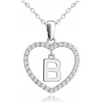 Náhrdelník Stříbrný náhrdelník Srdce s písmenem B