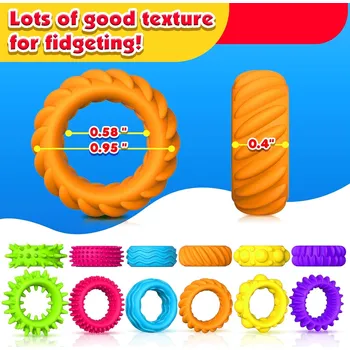 Senzorické kroužky Fidget Toys pro děti: Fidget Ring 18 kusů