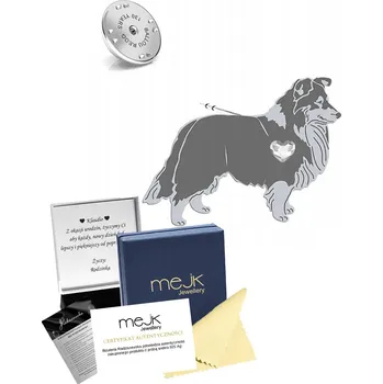 Brož Odznak Stříbrná s psem Sheltie (Šetlandský ovčák)