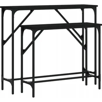 Konferenční stolek Sada konzolových stolků, černá, 95x26x80cm a 75x26x63cm, dřevotříska