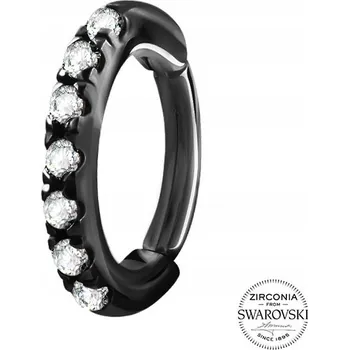 Náušnice Kroužek do rooku s krystaly 1,2/7 černý