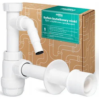 Sifon SIFON UMYVADLOVÉHO DŘEZU 5/4'' 32/50 mm LAHVOVÝ Nízký S PŘÍPOJKOU PRO PRAČKU L5-M