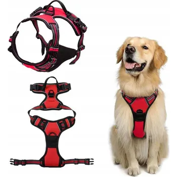 Postroj pro psa Rovnátka pro velkého psa, bez tlaku, červená, XL 53-96 cm, ovčák