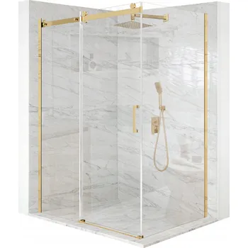 Sprchový kout obdélníkový posuvný zlatý 100x80cm sklo 8mm + povrchová úprava