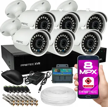 IP kamera PRÉMIOVÝ MONITOROVACÍ SYSTÉM PRO DŮM: 6 KAMER 4K 8MPX BÍLÝ UHD EXTERIÉRNÍ (BEZ DISKU)