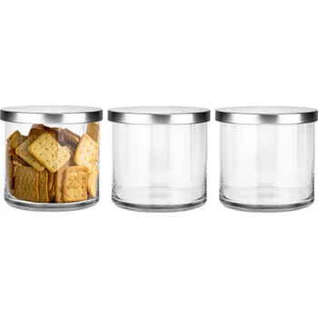 Dóza na potraviny SKLENĚNÉ Kuchyňské Nádoby na SÝPKÉ Potraviny 10 cm Sada 3x680 ml