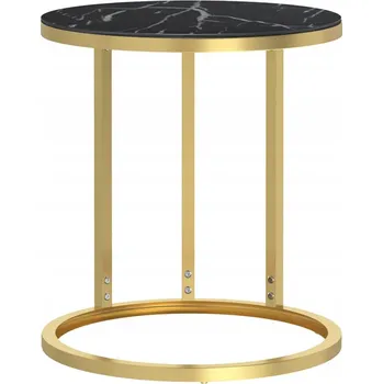 Konferenční stolek Odkládací stolek z tvrzeného skla a železa, zlatý mramor, 45x58 cm