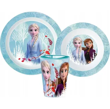 Sada nádobí Sada nádobí Disney Frozen Blue Forest, mikroplast, se sklem 260 ml