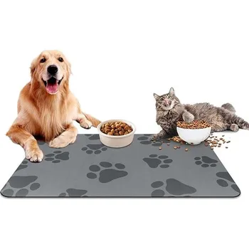 Miska pro psa Podložka pod misku pro psa a kočku voděodolná protiskluzová 30x50 cm šedá
