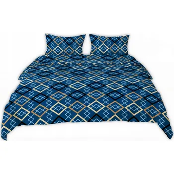 Povlečení Krepové povlečení 140x200 granátově zlaté, černé kosočtverce