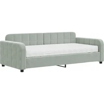 Pohovka Světle šedá pohovka s matrací, 213 x 100 x 71 cm