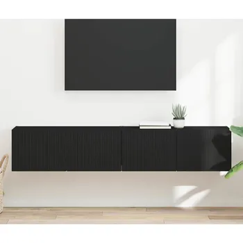 Obývací stěna vidaXL TV wall cabinet 2 pcs Černá 60 x 31 x 29.5 cm kompozitní dřevo [892212]