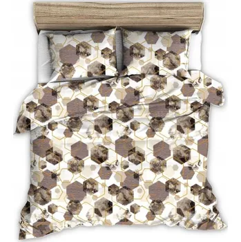 Povlečení Krepové povlečení 160x200 béžové hnědé bílé geometrické vzory