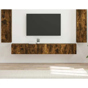 Obývací stěna vidaXL Sada televizního nástěnného kabinetu Nástěnný 4 pcs Kouřový dub [3408930]