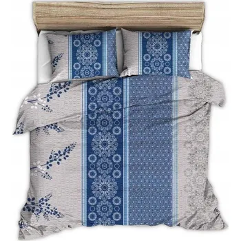 Povlečení Krepové povlečení 160x200, tmavě modré, šedé pruhy