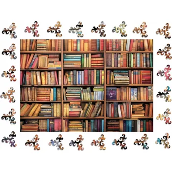 Obraz Puzzle Dřevěné Premium Kouzlo Knih A4 Dárek 1Puzzel Police s Knihami