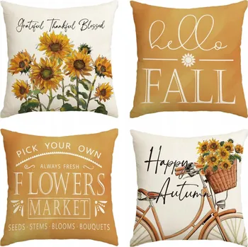 Povlak na polštářek Povlak na polštář Dekorativní Motiv Slunečnice 45x45cm Sada 4ks