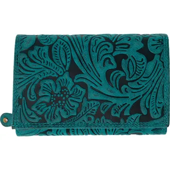 Módní doplněk Kožená dámská střední peněženka WILD By Loranzo - zelená - ornamenty ART-644
