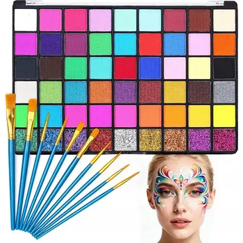 dětské šminky a malovátka BARVY NA OBLIČEJ A TĚLO PRO DĚTI SADA 54 BAREV