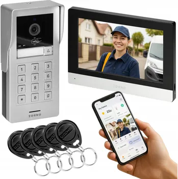 Videotelefon Orno stříbrný s dotykovou obrazovkou 2MP Wi-Fi a čtečkou kódů