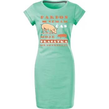 Dámské šaty Bavlněné letní šaty Nemám čas prasátka Velikost: S, Barva: Mátová